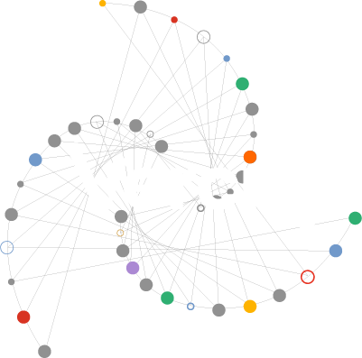 Vercity logo on a dark slate background with a swirl of coloured small dots