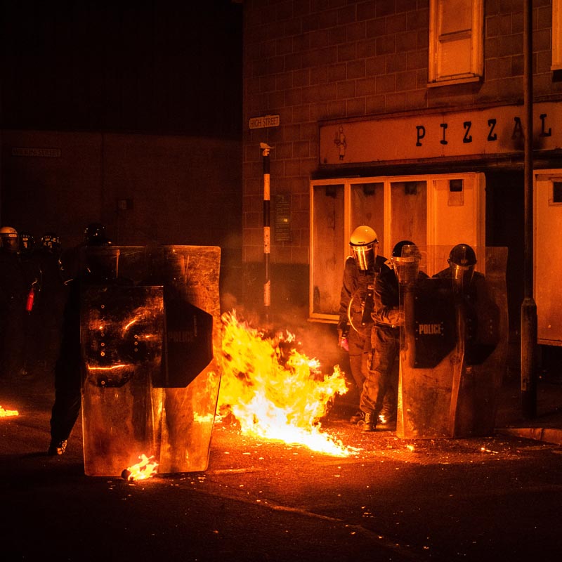riot police in Gravesend