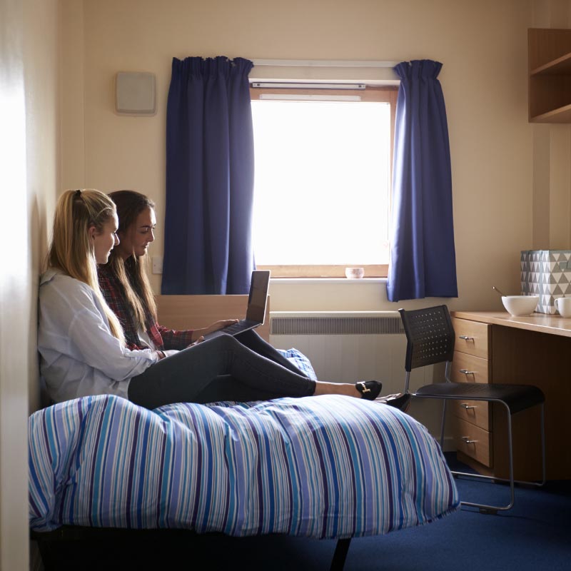 Image of two girls in student accommodation